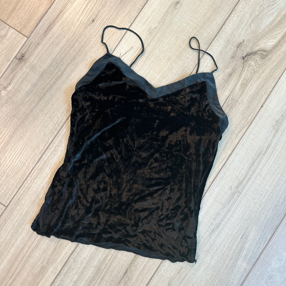 Banana Republic Black Fitted velvet Camisole with Spaghetti Straps